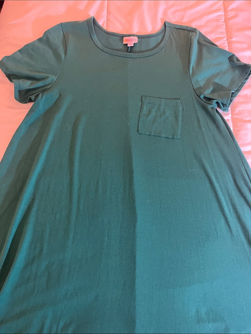 LuLaRoe Women's High Low Dress in Dark Green